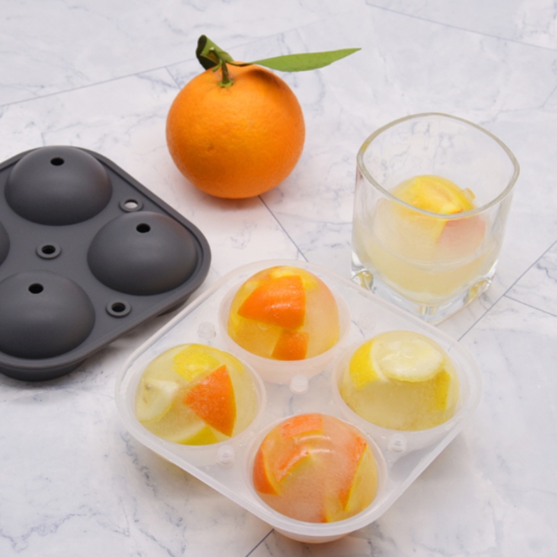 新しい大きな4つのシリコーンアイスホッケーボックスウイスキーボールラウンドプラスチック製氷型