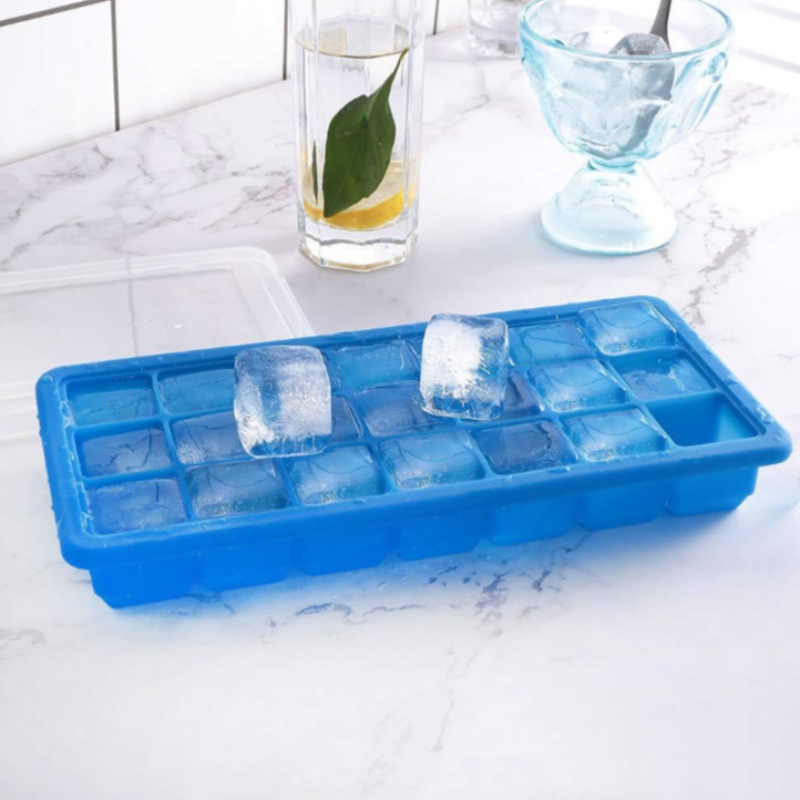 シリカゲル21氷格子家庭用アイスブロック21ケースカバー型付き、冷凍補助食品ボックスアイスグリッドはラベルでカスタマイズできます